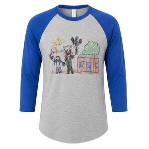 Mindless Culture The Black Phone Grabber Raglan 3/4 Sleeve S Gray Blue Horror
